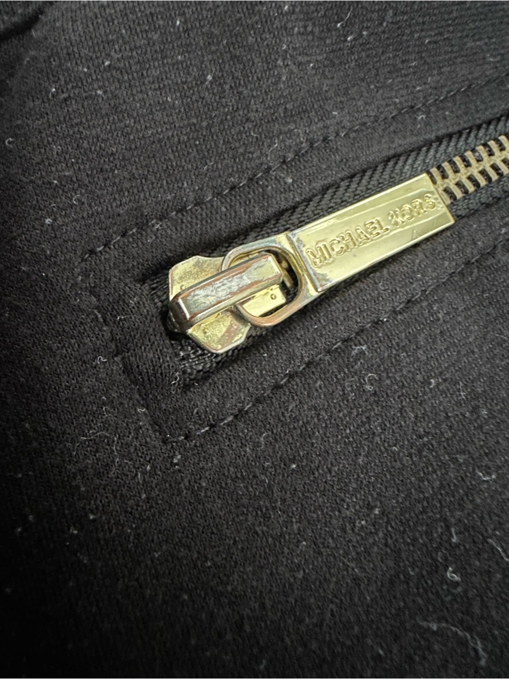 Michael Kors Black Knit Slim Zip-Pocket Bottoms with Gold Accents - Picture 5 of 5